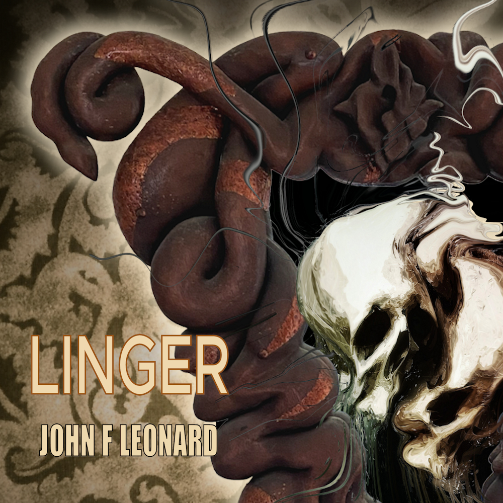 Linger book cover - a picture frame and skulls - one of the Dead Boxes horror books stories by John F Leonard.