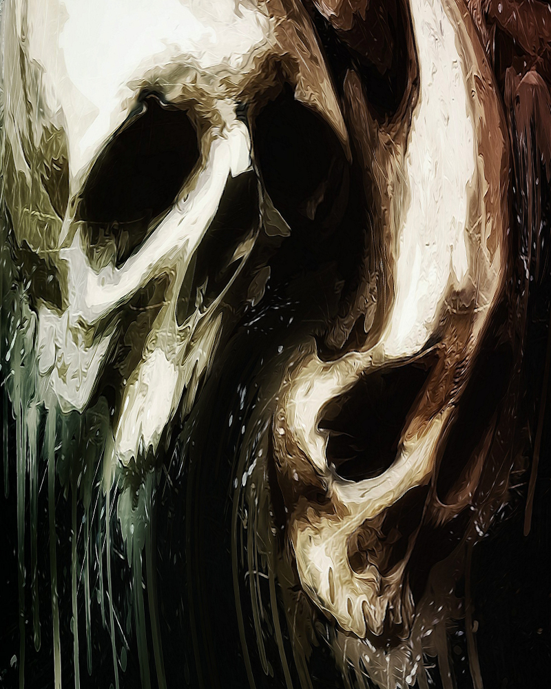 Two skulls melding together to illustrate the Dead Boxes Archive horror books stories by John F Leonard.